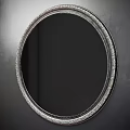 Round Decorative Mirror With Intricate Silver Frame For Home Wall Design 3d model