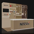 Stylish Traditional Nescafe Exhibition Booth With Chinese Elements And Product Displays