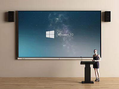 Public Presentation Facility Featuring Large Screen Speakers Podium And Presenter 3d model