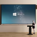 Public Presentation Facility Featuring Large Screen Speakers Podium And Presenter