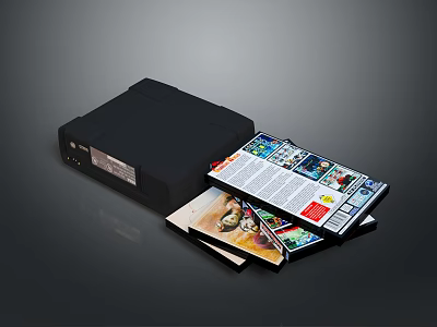 Open Black Storage Box With Neatly Stored Magazines And Printed Materials 3d model