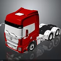 Red And White Military Truck With Multiple Wheels And Cab Design