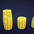 Fresh Corn Vegetables in Various Forms with Green Husks and Yellow Kernels Displayed 3d model