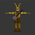 Yellow Rabbit Character with Brown Pants Purple Bow Tie Holding Stringed Instrument Arms Outstretched