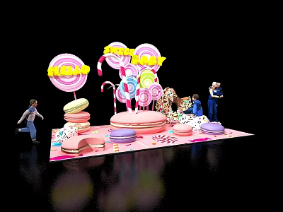 Parents and Children Go to Meichen Macaron Meichen Shopping Mall Atrium Meichen 3d model