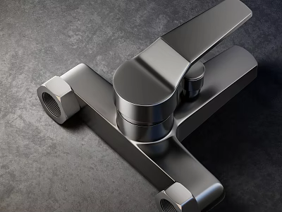 Sleek Modern Chrome Water Faucet With Smooth Handle Design On Dark Textured Background 3d model