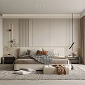 Modern Bedroom Interior Design With Beige Headboard Nightstand Lamp And Natural Window View
