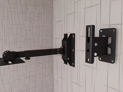 Black Adjustable Wall Mount Bracket Installation On Grid Pattern Wall 3d model