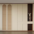 Modern Minimalist Wine Cabinet Interior With Rattan Doors And Light Beige Finish