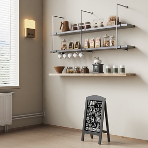 Modern Wall Shelf Coffee Ornaments 3d model