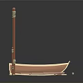 Wooden Small Boat With Dock Planks Posts Life Ring Lantern And Paddle