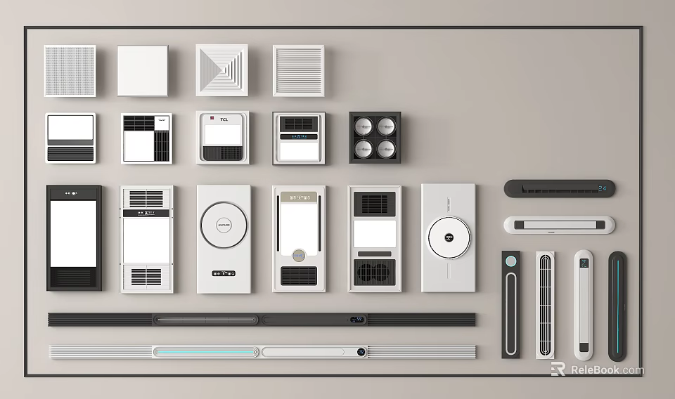Modern Electrical Switch Panels Sockets And Control Devices In Various Styles 3d model 