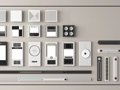 Modern Electrical Switch Panels Sockets And Control Devices In Various Styles 3d model