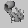3D Fantasy Game Character With Purple Blue Fur Antler Horns And Dragon Wings