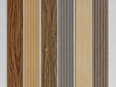 Modern Wood Grain Wall Panels With Multiple Colors And Striped Patterns 3d model