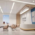 Modern Hospital Outpatient Clinic Waiting Area With Nurse Station And Seating