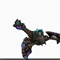 Mythical Rock Like Creature With Purple Blue Glowing Wings And Spikes