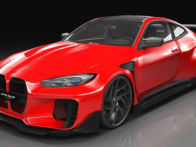 Red BMW Sports Car With Sleek Design Black Alloy Wheels And Aerodynamic Body Kit 3d model