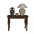 Wind Side Cabinet Decorative Cabinet Case Strip Pottery Pot Utensils Table Lamp Pottery Pot Table Lamp 3d model