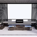 Modern Style Pergola With Lattice Design Sofa Coffee Table And Green Plant