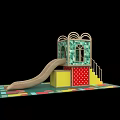 Children's Play Structure With Slide Playhouse Steps And Colorful Floor Mat