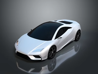 White Sports Car With Sleek Modern Design Black Roof And Alloy Wheels 3d model