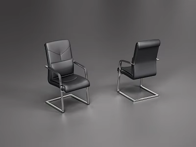 Modern Black Leather Office Chair With Sleek Metal Frame Contemporary Design 3d model