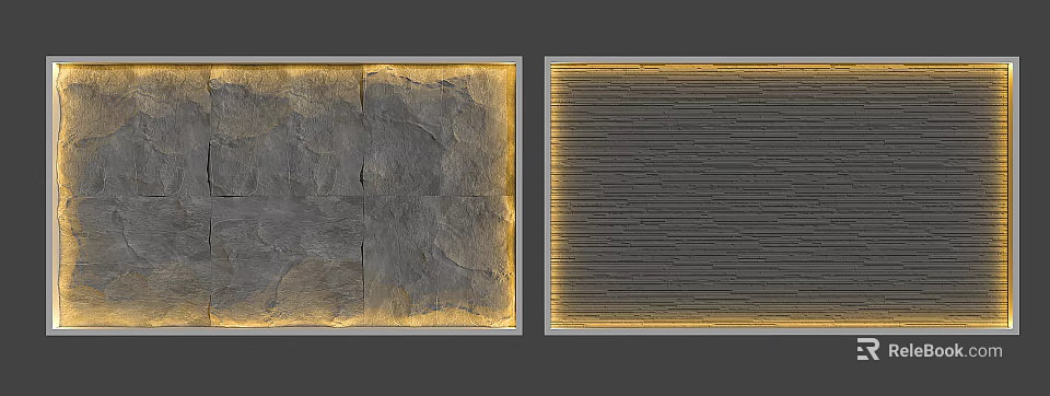 Gray Wall Designs Featuring Irregular Pattern And Vertical Stripes With Gold Borders 3d model