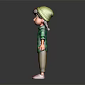 3D Character In Green Plaid Shirt And Green Beanie With Surprised Expression On Black Background