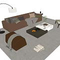 Sofa Coffee Table Combination Sofa Living Room Sofa Coffee Table Floor Lamp Coffee Table 3d model