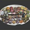 Assorted Colorful Food Cones Display With Fresh Fruits And Sweet Toppings