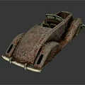 Vintage Rusted Convertible Car With Classic Retro Body Design