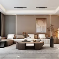 Modern Living Dining Room Interior Design With Sofa Coffee Table And Decorative Painting
