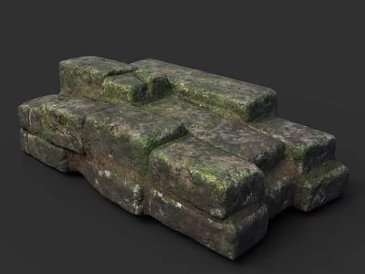 Moss Covered Natural Stone Blocks For Garden Landscaping Steps Design 3d model