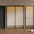 Contemporary Hinged Door Styles With Dark Panel Glass Screen And Wooden Designs