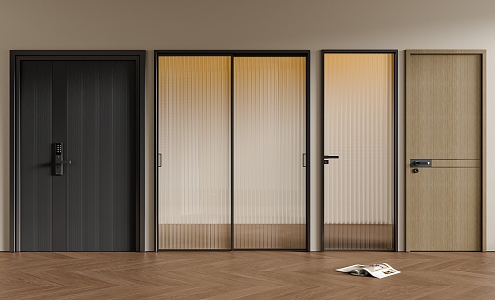 Modern single door entry door bathroom door sliding door 3d model