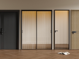 Modern single door entry door bathroom door sliding door 3d model