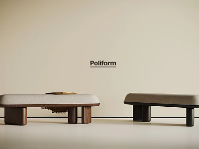 Poliform Modern Benches Interior Design With Upholstered Seats And Wooden Legs 3d model