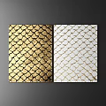 Elegant Gold and White Diamond Pattern Textured Wall Surface for Interior Design 3d model