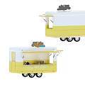 Yellow And White Food Truck With Awning And Mama's Sign For Serving Food