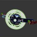 Bicycle Crankset With White Chainring Black Arms Red KMC Components And Sturdy Design