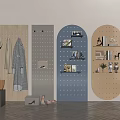 Wooden Wall Decor with Hooks and Shelves for Hanging Clothes and Home Storage