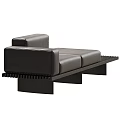 Modern Two Seater Sofa Black and Red Upholstered with Wooden Legs and Extended Seat Design