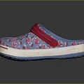 Comfortable Blue Casual Slippers With Pink Floral Print Red Strap White Sole