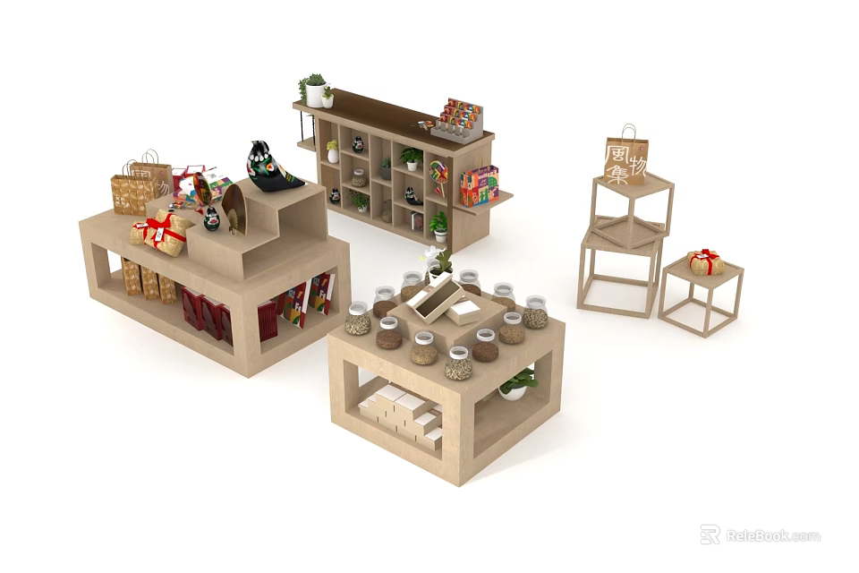 Versatile Display Shelves With Multi Tiered Design For Product Storage And Decoration 3d model 