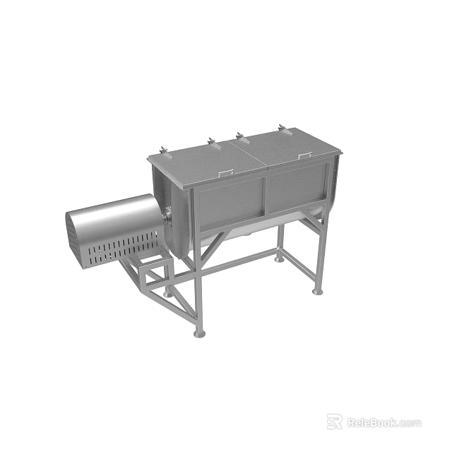 Industrial Processing Equipment With Stainless Steel Frame Support Stand And Conveyor 3d model 