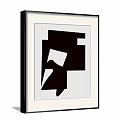 Abstract Black And White Geometric Artwork In White Frame On Gray Wall 3d model