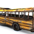 Vintage Yellow School Bus With Rusty Body And Aged Exterior Details