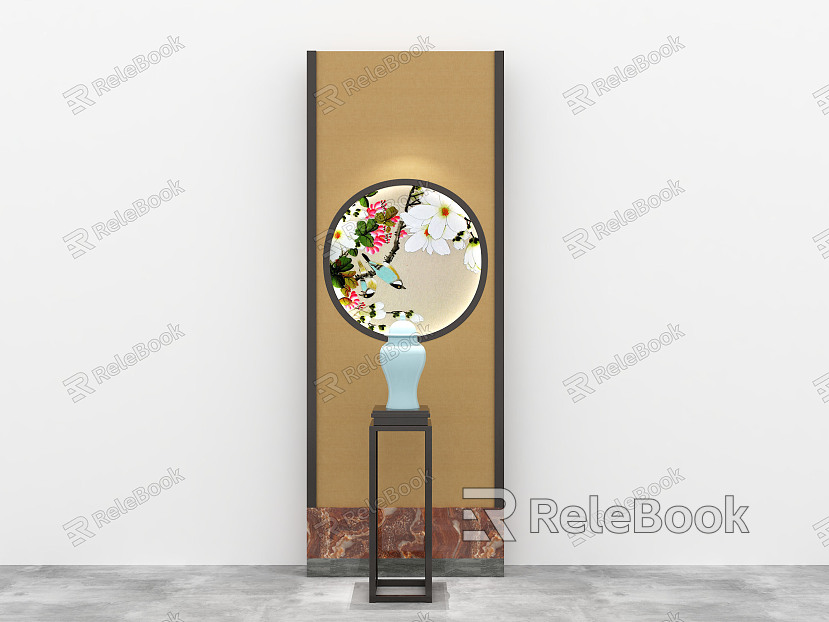 New Chinese style round frame painting porch painting model