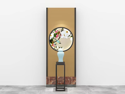 New Chinese style round frame painting porch painting 3d model